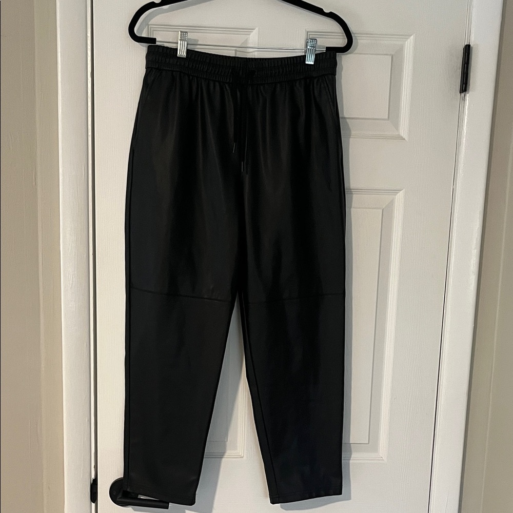 Zara Pleather Black Straight Leg Pants
